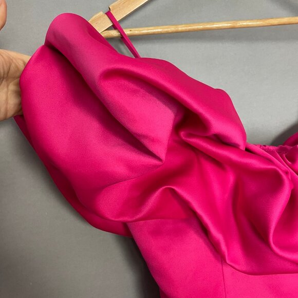 Forever 21 Off The Shoulder Dress Pink Ruffle Sleeve Large Mini Barbie Costume - Picture 8 of 9